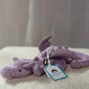 Jellycat Lavender Dragon Bag Charm with dust bag